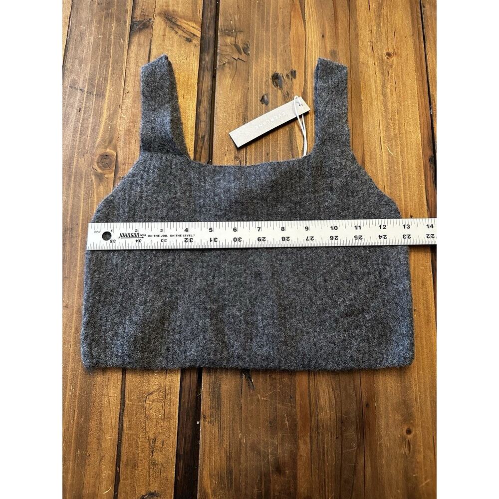 Everlane charcoal grey wool yak hair knit cozy stretch crop bralette tank top S - Picture 10 of 11